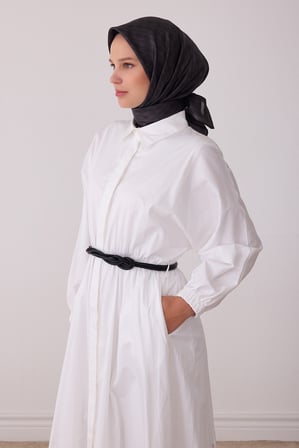 Geometrik Desen %100 Twill İpek Eşarp BE25
