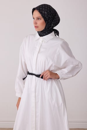 Geometrik Desen %100 Twill İpek Eşarp BE25