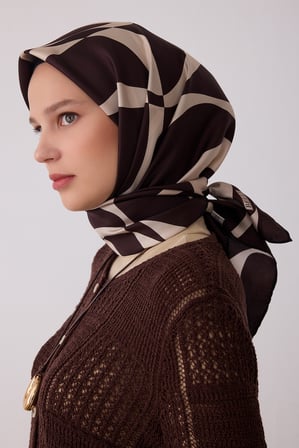 Soyut Desen %100 Twill İpek Eşarp BE29