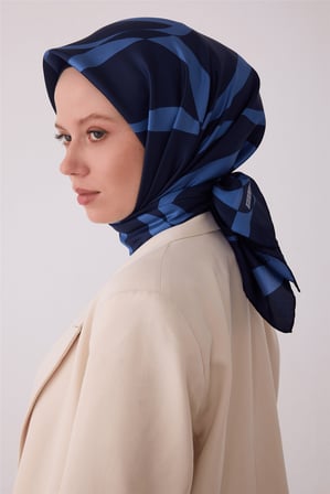 Soyut Desen %100 Twill İpek Eşarp BE29-38