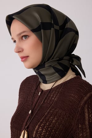 Soyut Desen %100 Twill İpek Eşarp BE29