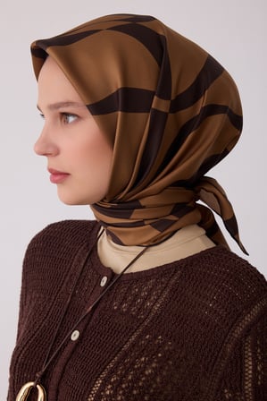 Soyut Desen %100 Twill İpek Eşarp BE29