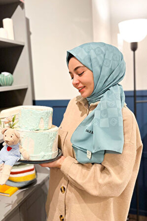 Dama Monogram Jakarlı Şal - 1070700-953 - Mint Yeşili