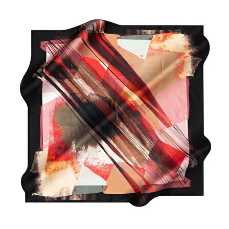 Fırça Desenli İpek Krep Saten Eşarp - Sura - 8987701