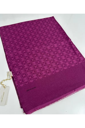 Elegans Monogram Şal-75 X 190-090700-994 Fuşya