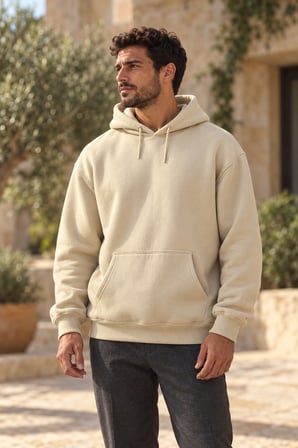 Asmedo Erkek Sweatshirt - Pamuklu Basic, Kapüşonlu, 3 İplik