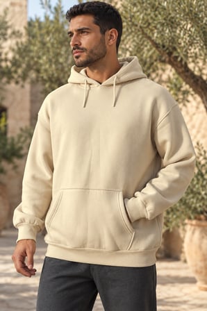 Asmedo Erkek Sweatshirt - Pamuklu Basic, Kapüşonlu, 3 İplik