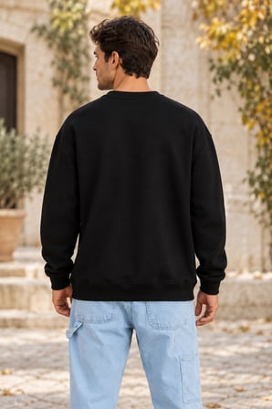Asmedo Erkek Sweatshirt - Baskılı Pamuklu, Bisiklet Yaka, 3 İplik
