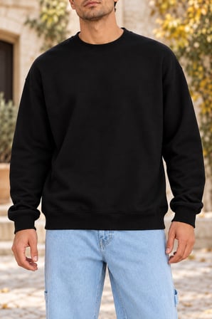 Asmedo Erkek Sweatshirt - Baskılı Pamuklu, Bisiklet Yaka, 3 İplik