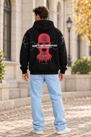 Asmedo Erkek Oversize Sweatshirt - Pamuklu Baskılı Cepli, Kapüşonlu, 3 İplik