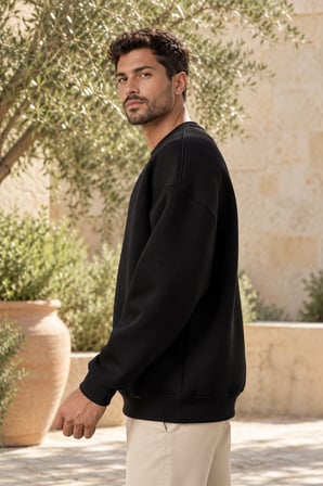 Asmedo Erkek Sweatshirt - Bisikilet Yaka Pamuklu, 3 İplik