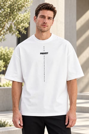 Asmedo T-Shirt - Erkek Regular Fit Tişört - Baskılı Rahat Kalıp, Kısa Kollu, Bisiklet Yaka, Penye
