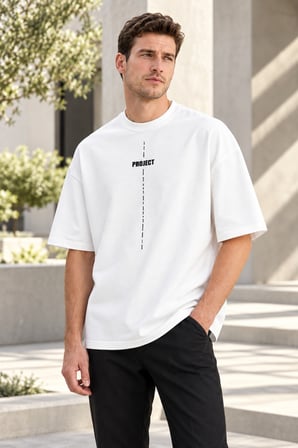 Asmedo T-Shirt - Erkek Regular Fit Tişört - Baskılı Rahat Kalıp, Kısa Kollu, Bisiklet Yaka, Penye