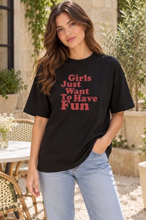 Asmedo T-Shirt - Kadın Oversize Tişört - Baskılı, Kısa Kollu, Penye Compack