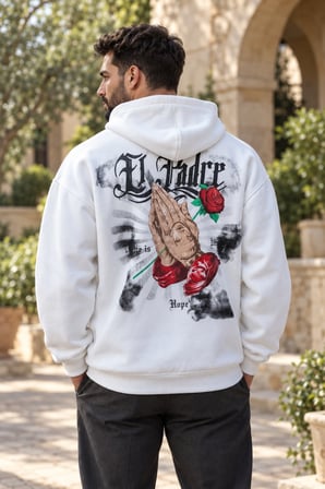 Asmedo Erkek Sweatshirt - Pamuklu Baskılı, Kapüşonlu, Kanguru Cepli, 3 İplik