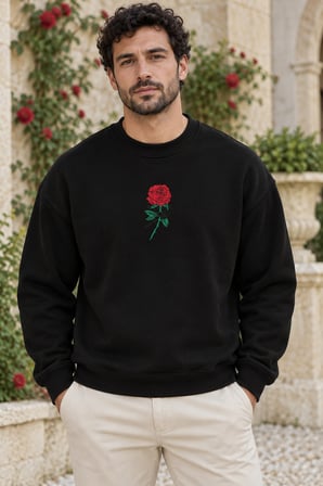 Asmedo Erkek Sweatshirt - Pamuklu Ön Ve Arka Baskılı, Bisiklet Yaka, 3 İplik