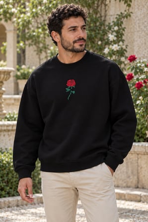 Asmedo Erkek Sweatshirt - Pamuklu Ön Ve Arka Baskılı, Bisiklet Yaka, 3 İplik