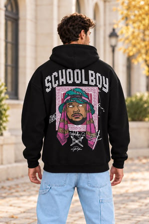 Asmedo Erkek Oversize Sweatshirt - Pamuklu Baskılı Cepli, Kapüşonlu, 3 İplik