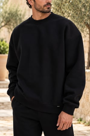 Asmedo Erkek Sweatshirt - Pamuklu Kışlık, Uzun Kollu, Bisiklet Yaka, 3 İplik