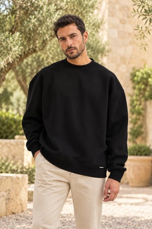 Asmedo Erkek Sweatshirt - Pamuklu Kışlık, Uzun Kollu, Bisiklet Yaka, 3 İplik