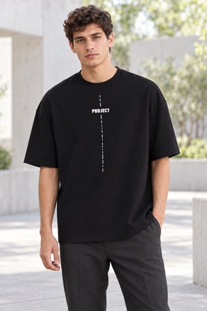 Asmedo T-Shirt - Erkek Oversize Tişört - Yazlık Baskılı, Kısa Kollu, Bisiklet Yaka, Pamuk Polyester