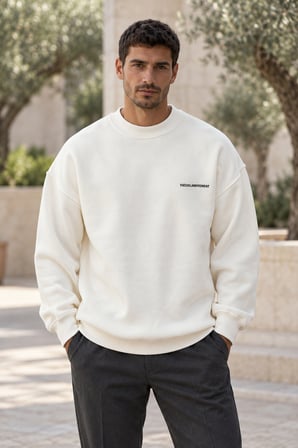 Asmedo Erkek Sweatshirt - Pamuklu Baskılı, Bisiklet Yaka, 3 İplik