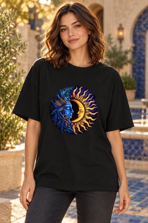 Asmedo T-Shirt - Kadın Oversize Tişört - Baskılı Rahat Kalıp Günlük, Kısa Kollu, Bisiklet Yaka, Peny