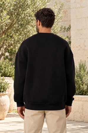Asmedo Erkek Sweatshirt - Bisikilet Yaka Pamuklu, 3 İplik