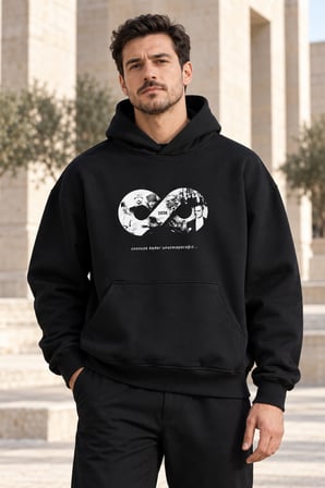 Asmedo Erkek Sweatshirt - 10 Kasıma Özel Baskılı, Kapüşonlu, 3 İplik, İplik İçi Pamuklu