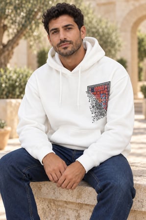 Asmedo Erkek Sweatshirt - Pamuklu Baskılı, Kapüşonlu, Kanguru Cepli, 3 İplik