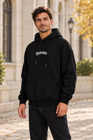 Asmedo Erkek Sweatshirt - Baskılı Pamuklu, Kapüşonlu, 3 İplik
