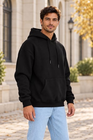 Asmedo Erkek Sweatshirt - Pamuklu, Kapüşonlu, Kanguru Cepli, 3 İplik
