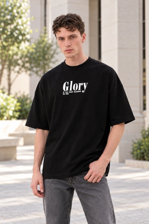 Asmedo T-Shirt - Erkek Oversize Tişört - Yazlık Baskılı, Kısa Kollu, Bisiklet Yaka, Penye