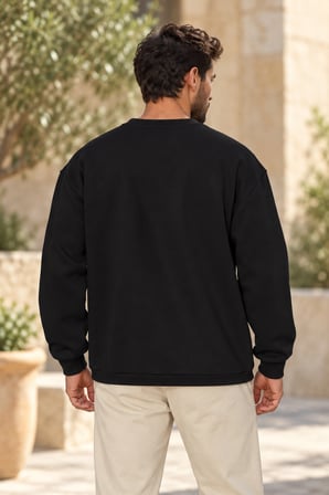 Asmedo Erkek Sweatshirt - Pamuklu Basic, Bisiklet Yaka, 3 İplik