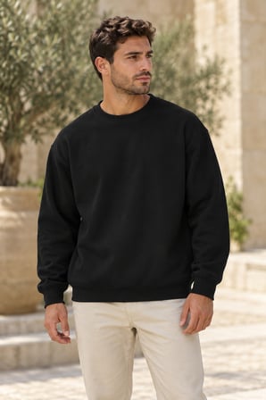 Asmedo Erkek Sweatshirt - Pamuklu Basic, Bisiklet Yaka, 3 İplik