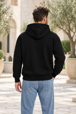 Asmedo Hırka - Erkek Oversize Sweatshirt - Önü Baskılı Fermuarlı, Kapüşonlu, Şardonlu, 3 İplik
