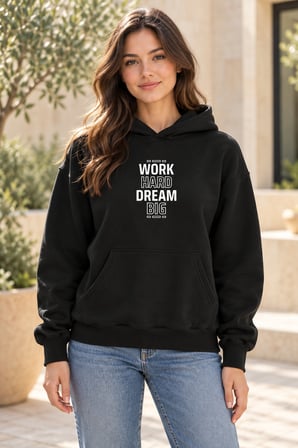 Asmedo Kadın Oversize Sweatshirt - Cepli Baskılı Pamuklu, Kapüşonlu, 3 İplik