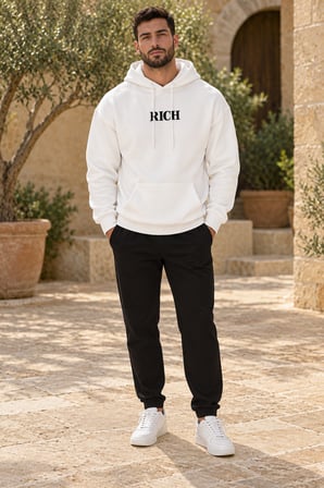 Asmedo Erkek Sweatshirt - Pamuklu Baskılı, Kapüşonlu, Kanguru Cepli, 3 İplik
