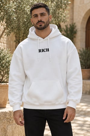 Asmedo Erkek Sweatshirt - Pamuklu Baskılı, Kapüşonlu, Kanguru Cepli, 3 İplik
