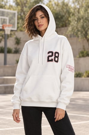 Asmedo Kadın Oversize Sweatshirt - Cepli Baskılı Pamuklu, Kapüşonlu, 3 İplik