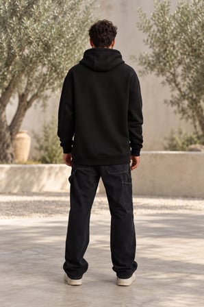 Asmedo Erkek Sweatshirt - Pamuklu Cepli Düz, Kapüşonlu, 3 İplik