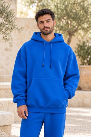 Asmedo Erkek Oversize Sweatshirt - Kapşonlu Basic, Kapüşonlu, 3 İplik, Üç İplik İçi Pamuklu