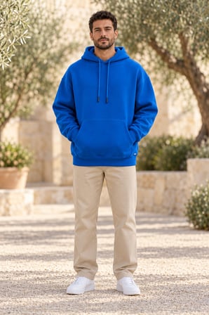 Asmedo Erkek Oversize Sweatshirt - Kapşonlu Basic, Kapüşonlu, 3 İplik, Üç İplik İçi Pamuklu