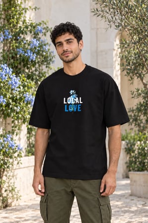 Asmedo T-Shirt - Erkek Oversize Tişört - Baskılı, Kısa Kollu, Bisiklet Yaka, Penye