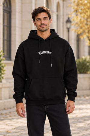 Asmedo Erkek Sweatshirt - Baskılı Pamuklu, Kapüşonlu, 3 İplik