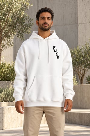 Asmedo Erkek Oversize Sweatshirt - Pamuklu Baskılı Cepli, Kapüşonlu, 3 İplik