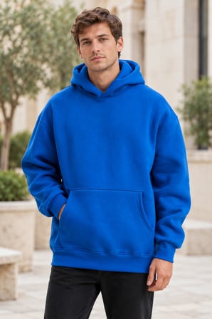 Asmedo Erkek Oversize Sweatshirt - Pamuklu, Kapüşonlu, Kanguru Cepli, 3 İplik