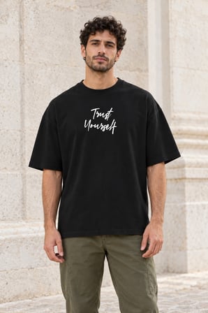 Asmedo T-Shirt - Erkek Oversize Tişört - Yazlık Baskılı, Kısa Kollu, Bisiklet Yaka, Penye