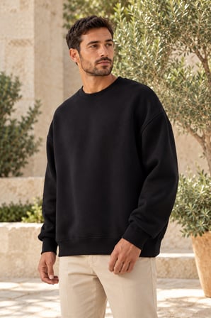 Asmedo Erkek Sweatshirt - Bisikilet Yaka Pamuklu, 3 İplik