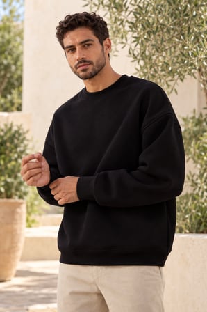 Asmedo Erkek Sweatshirt - Bisikilet Yaka Pamuklu, 3 İplik